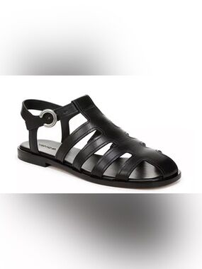 Vince Black Leather Strappy Fisherman Sandals